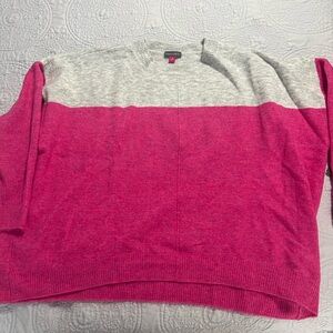Vince Camuto Pink and Gray Crew Neck Sweater